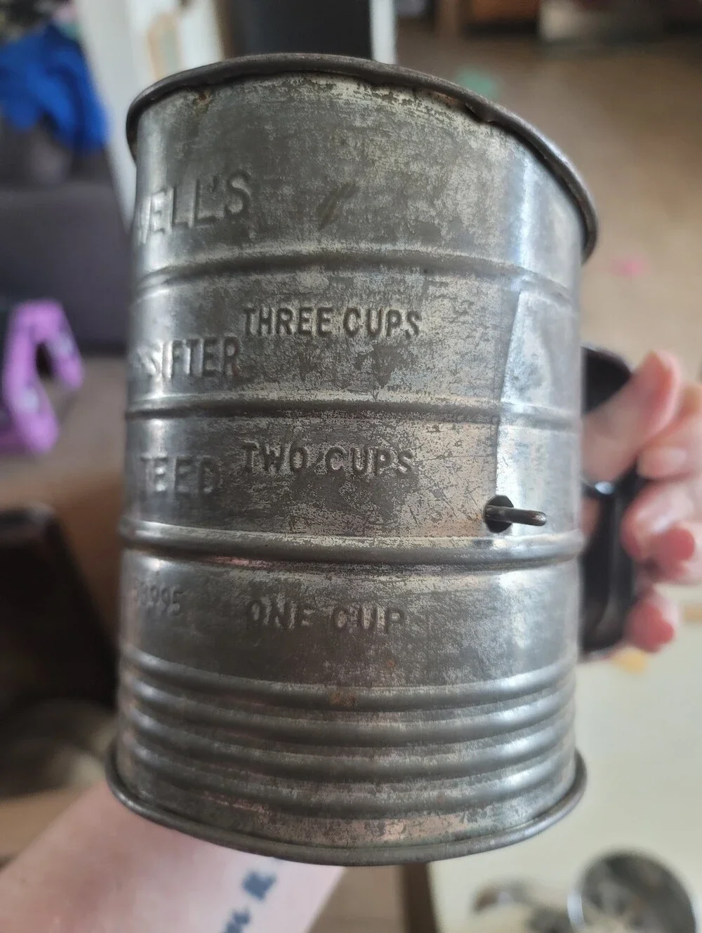 Vintage 1930s Jacob Bromwell Flour Sifter & Stainless Steel Squeeze Sifter Lot